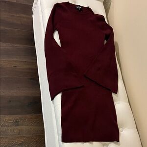 Lulu's Deep Burgundy Ribbed Sweater dress